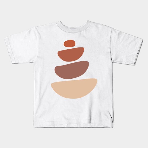 Pebbles Balance Zen Terracotta Kids T-Shirt by Inogitna Designs